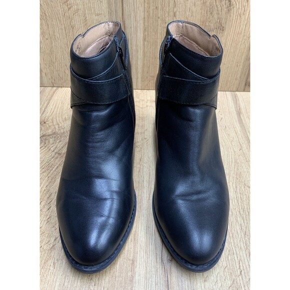 Vionic Women's Trinity Black Leather Ankle Boots Sz 9.5 Gold Buckle Straps Shors - Picture 4 of 16